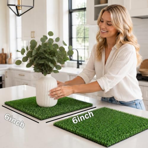 Artificial Grass Mat 6x6 Inch Faux Grass Square Mat 12Pack - Image 3