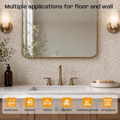Beige Pebble Mosaic Tile, 8 Sheets - Image 2