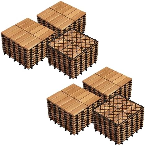 Yaheetech 54PCS Acacia Interlocking Deck Tiles Outdoor Patio Flooring by Yaheetech