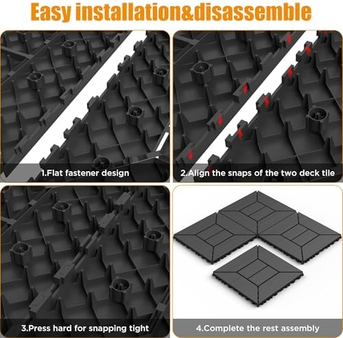 44 Pack Interlocking Deck Tiles, All-Weather Outdoor Deck Tiles - Image 4