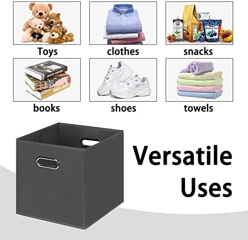 Black Foldable Storage Cubes Bins, Fabric Storage Box Cubes Organizer Baskets - Image 3