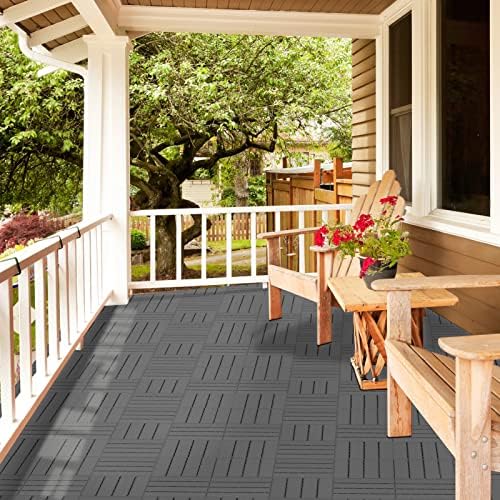 Goovilla Plastic Interlocking Deck Tiles, 36 Pack, Dark Grey - Image 5