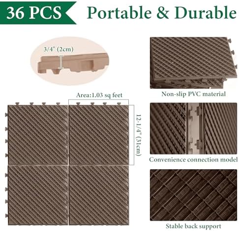 Interlocking Deck Tiles Outdoor Waterproof, Composite Patio Flooring - Image 7