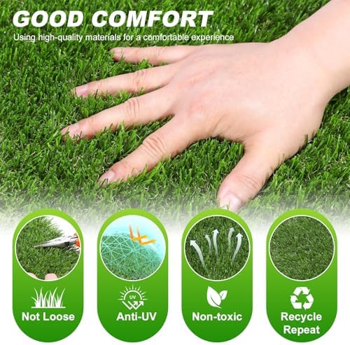 VANCASTLE Artificial Grass Tiles Interlocking Turf Squares Deck 9 Pack - Image 3