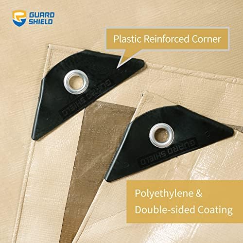 GUARD SHIELD Beige Tarp Heavy Duty Waterproof 10x20 Feet Outdoor Poly Tarps - Image 2