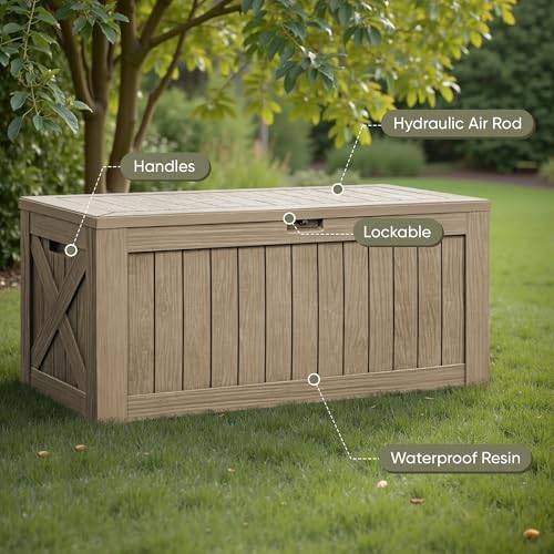Flamaker Internal 120 Gallon Deck Box Waterproof, Large Outdoor Storage Box - Image 5