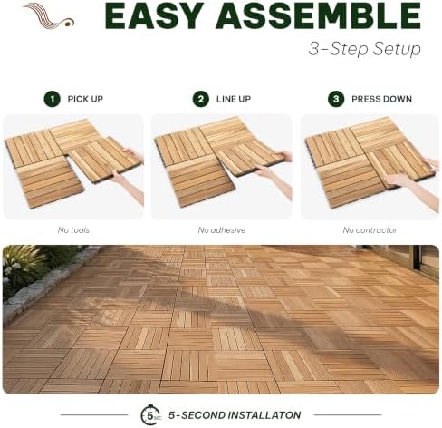 Acacia Interlocking Deck Tiles, 6 Slats - Image 3