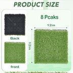 Windyun 8 Pack Artificial Grass Turf Interlocking Deck Tiles 12" x 12" Thick - Image 2