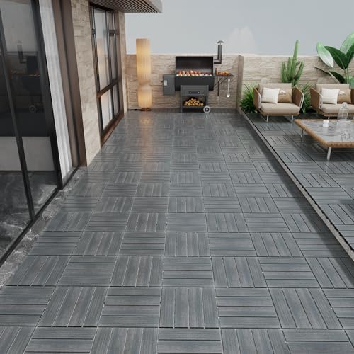 22 PCS Wood Plastic Composite Interlocking Deck Tiles 12" x 12" Indoor Outdoor - Image 4
