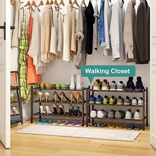viewcare Shoe Rack for Closet, 3-Tier Bamboo Wood Shoe Racks, Stackable | - Image 5