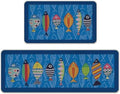 Coastal Fish Blue Kitchen Rugs Set of 2 by Livcoz