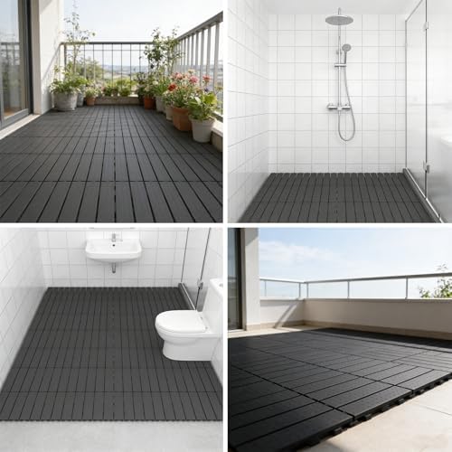 6 Pcs Bathroom Raised Floor Mat, Square Drain Shower Mat - Image 2