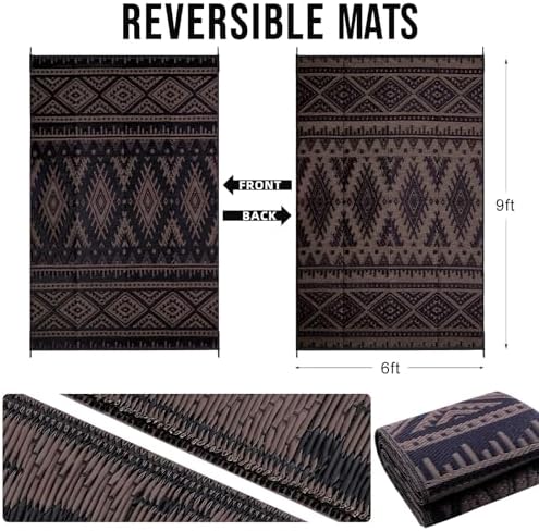 OLANLY Outdoor Rug 6x9 ft Waterproof Reversible Boho Mat - Image 2