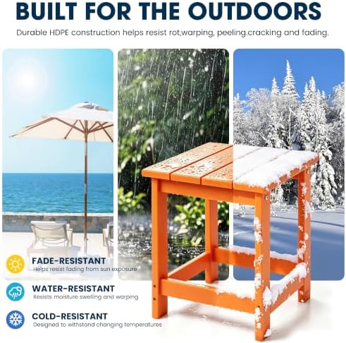 LZRS Patio Side Table, Heavy Duty HDPE Outdoor End Table - Image 4