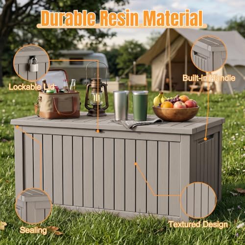 Outdoor Storage Box, 370 Gallon Waterproof Resin Deck Box - Image 3