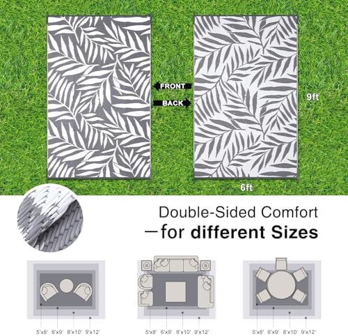 OLANLY Outdoor Rug 6x9 ft Waterproof Reversible Leaf Mat - Image 2