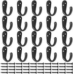 IBosins 20PCS Coat Hooks Wall Mounted Black Single Prong Robe Hook - Image 2