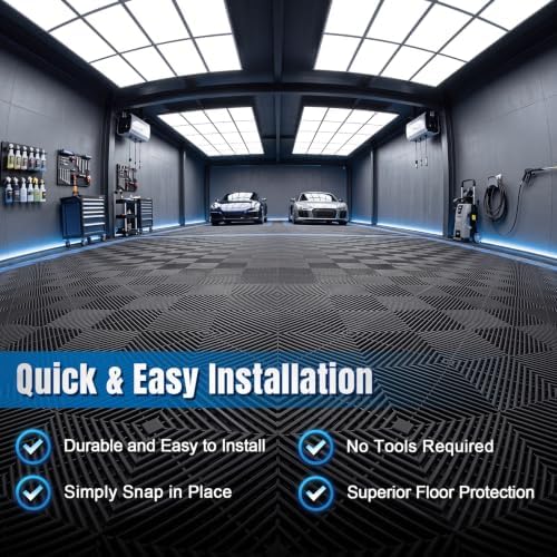Jocoevol 9-Pcs Interlocking Tile, 15.7 x 15.7in Garage Floor Tiles - Image 3