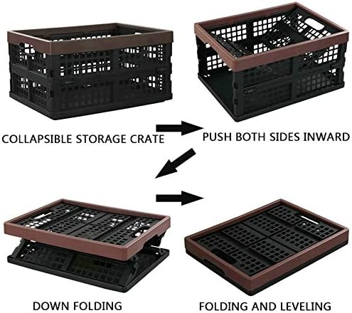Kekow 15 L Black Plastic Collapsible Storage Basket, Folding Crates Storage - Image 3