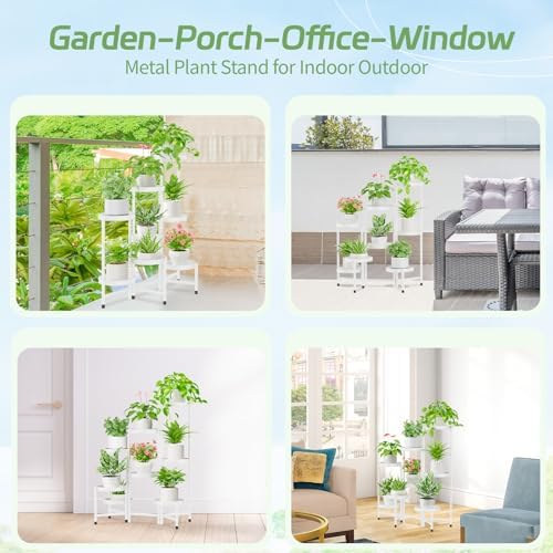 iDavosic.ly Plant Stand Indoor Outdoor, 8 Tier Metal Corner Shelf - Image 3