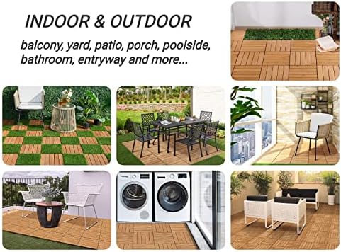 Yaheetech 27PCS Interlocking Deck Tiles Outdoor Patio Floor, Natural Wood - Image 2
