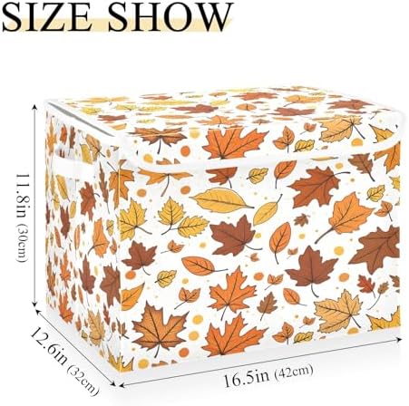 Bolaz Storage Bins with Lids and Handles, Maple Leaf Pattern Storage Box Basket - Image 3