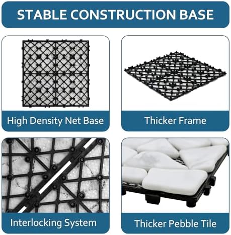 4PCS Natural Stone Interlocking Deck Tiles, Outdoor & Indoor Flooring Decking - Image 3