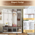 4-in-1 Hall Tree with Storage Bench Shoe Organizer/ Shelves - Image 6