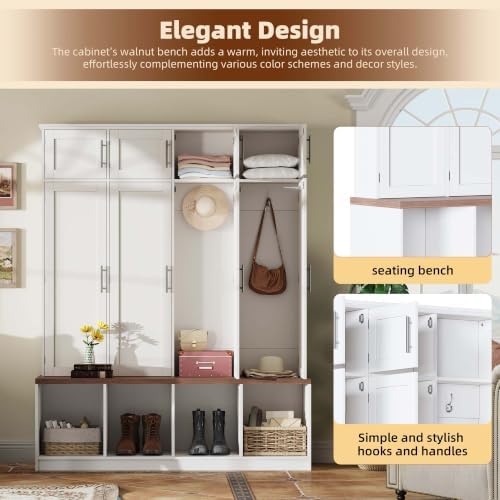 4-in-1 Hall Tree with Storage Bench Shoe Organizer/ Shelves - Image 6