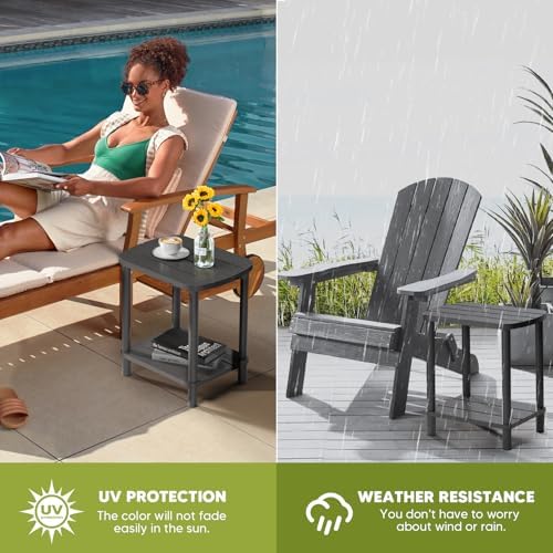 LEJANEOYE Outdoor Coffee Table, 2-Tier Bamboo Adirondack Outdoor Side Table - Image 5