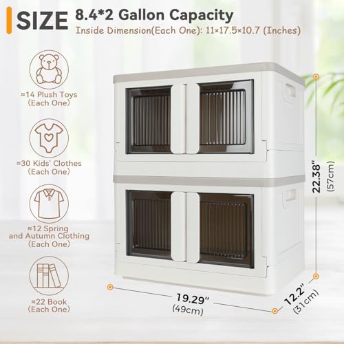 Storage Box, Collapsible Cabinet, 8.4 Gallon Each One, 2 Packs, Useful Box - Image 2