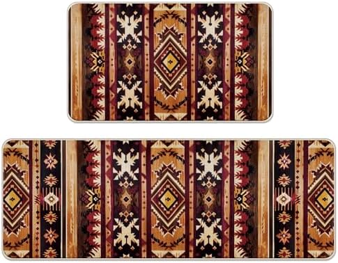 Southwest Native American Indian Kitchen Rugs Set of 2 by Livcoz