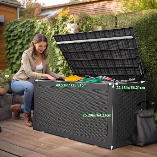 120 Gallon Outdoor Deck Box, Lockable Waterproof Outdoor Storage Boxes - Image 2