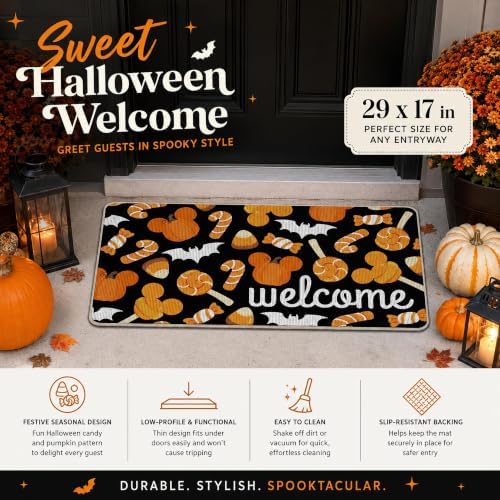 Pycat Welcome Halloween Pumpkin Candy Cane Decorative Front Door Mat - Image 2