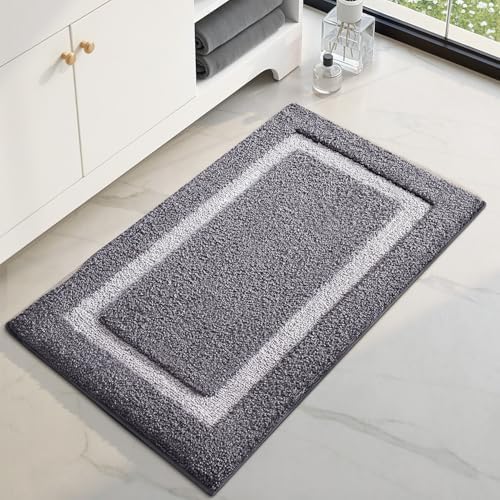 Color&Geometry Gray Bathroom Rugs 30x20, Extra Soft Absorbent Microfiber Bath - Image 6