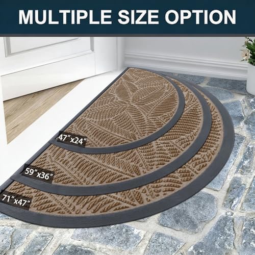 Colorxy Half Circle Waterproof Door Mat, Sturdy Rubber Doormat - Image 7