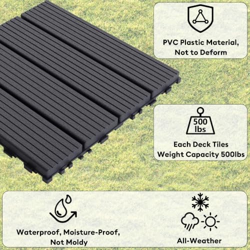 44 Pack Plastic Interlocking Patio Deck Tiles Waterproof All Weather - Image 4