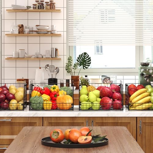 4 Pack XXL Stackable Wire Storage Basket, Extra Large Capacity Pantry Organizer - Image 5