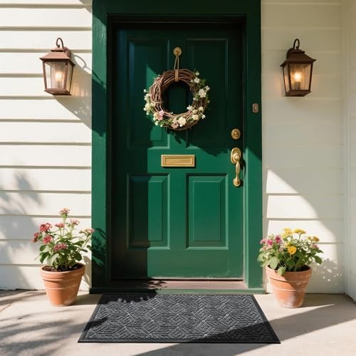 Yimobra Front Door Mat for Outside Entrance, Mix Grey - Image 3
