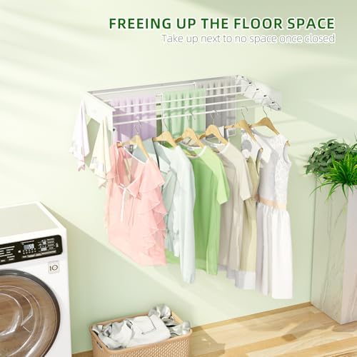 BAKON Wall Mounted Drying Rack 32'', Hidden Clothes Drying Rack - Image 2