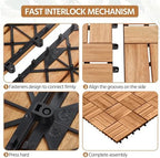 Yaheetech 54PCS Acacia Wood Deck Tiles Interlocking Patio Flooring - Image 6