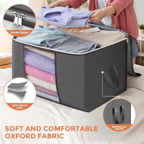 90L Large Storage Bags, 3 Pack Clothes Storage Bins Closet Organizers - Image 4