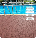 44 Pack Brown Stone Texture Interlocking Deck Tiles, 12x12 Waterproof Weather - Image 3