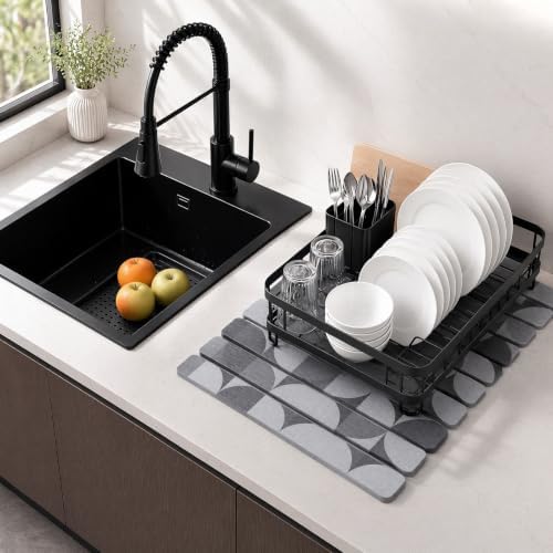 Large Stone Dish Drying Mat for Kitchen Counter, Quick Dry Diatomaceous Earth - Image 2