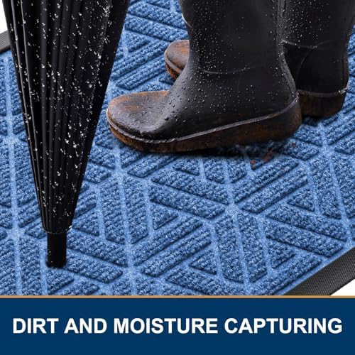 Smiry Front Door Mat Outside Entrance, Low Profile Rubber Doormat - Image 3