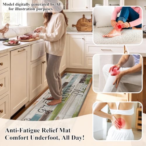 HEBE Anti Fatigue Kitchen Mat Set of 2, Cushioned Kitchen Mats - Image 5