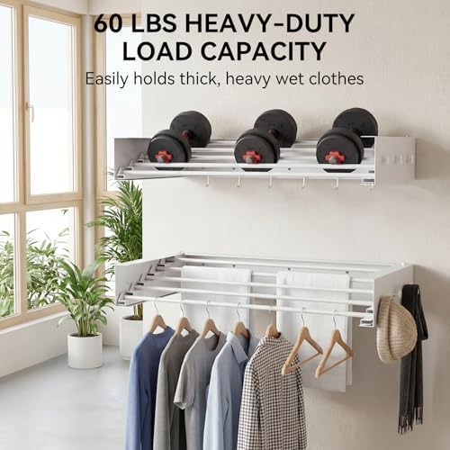 Foldable Wall Mounted Drying Rack, 31.5" Clothes Drying Rack - Image 4