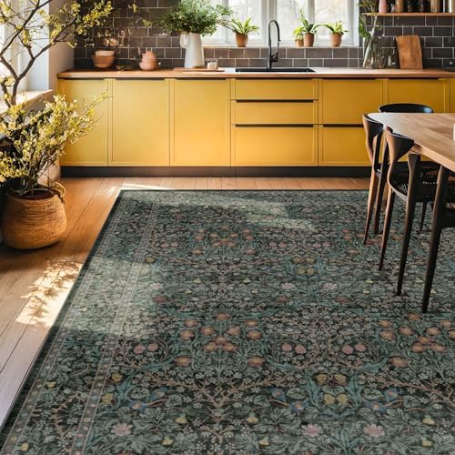 Washable Dark Green Rug for Living Room - Image 4