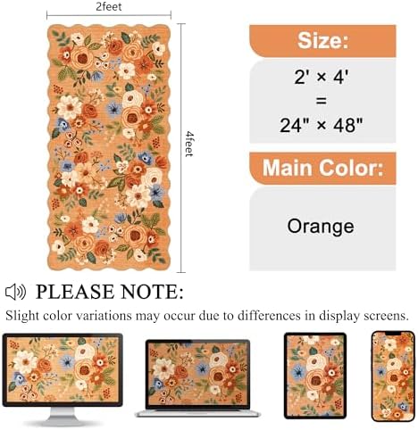 DUKINO 2x4 Rug for Entryway, Floral Washable Kitchen Rugs Non Slip - Image 2
