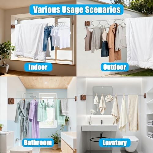 Retractable Clothesline Indoor Outdoor 17.4Ft Non-Sag - Image 5